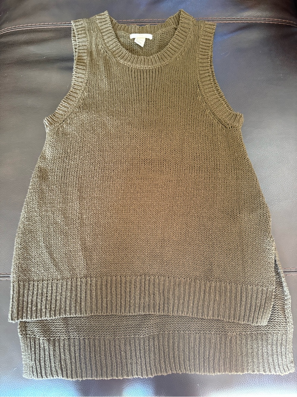 H&M Olive Crewneck Sleeveless Knit Sweater